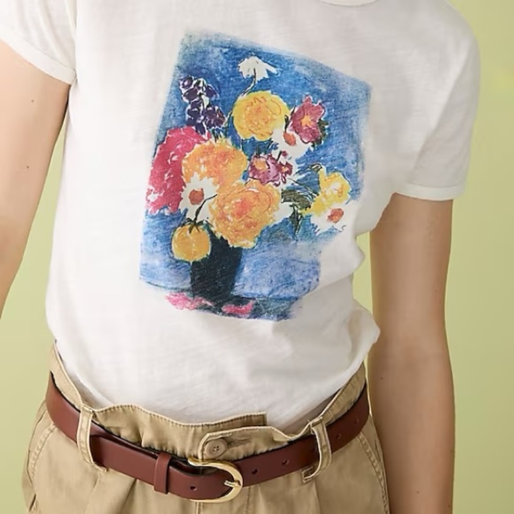 J.Crew Vintage cotton floral still life cropped T-shirt